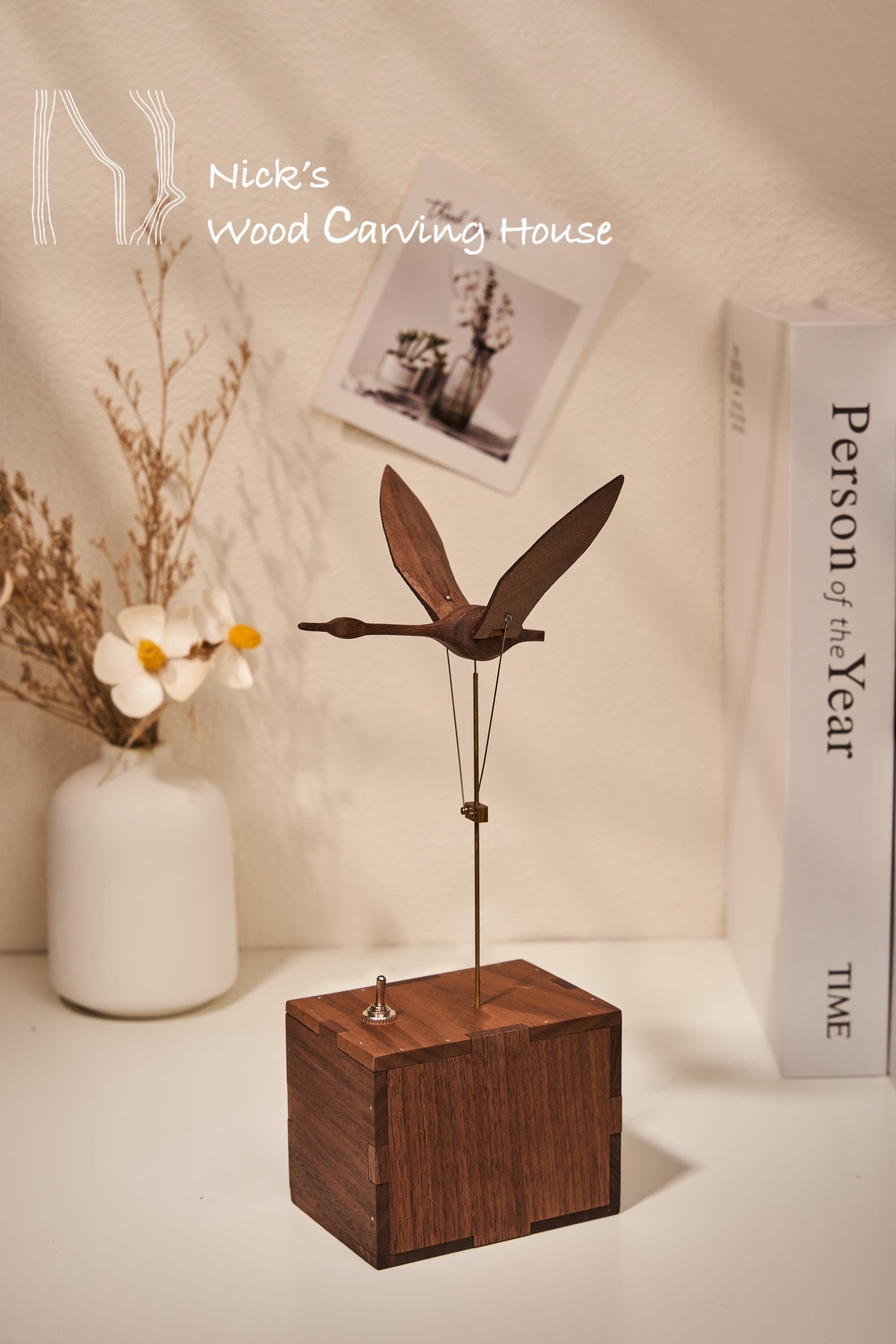 Wooden Swan, Automata Swan, Music Box, Ornament, Bird Figurine, Wood Art, Statue, Sculpture, Home Decor, Woodcarving, Handmade, Handcraft