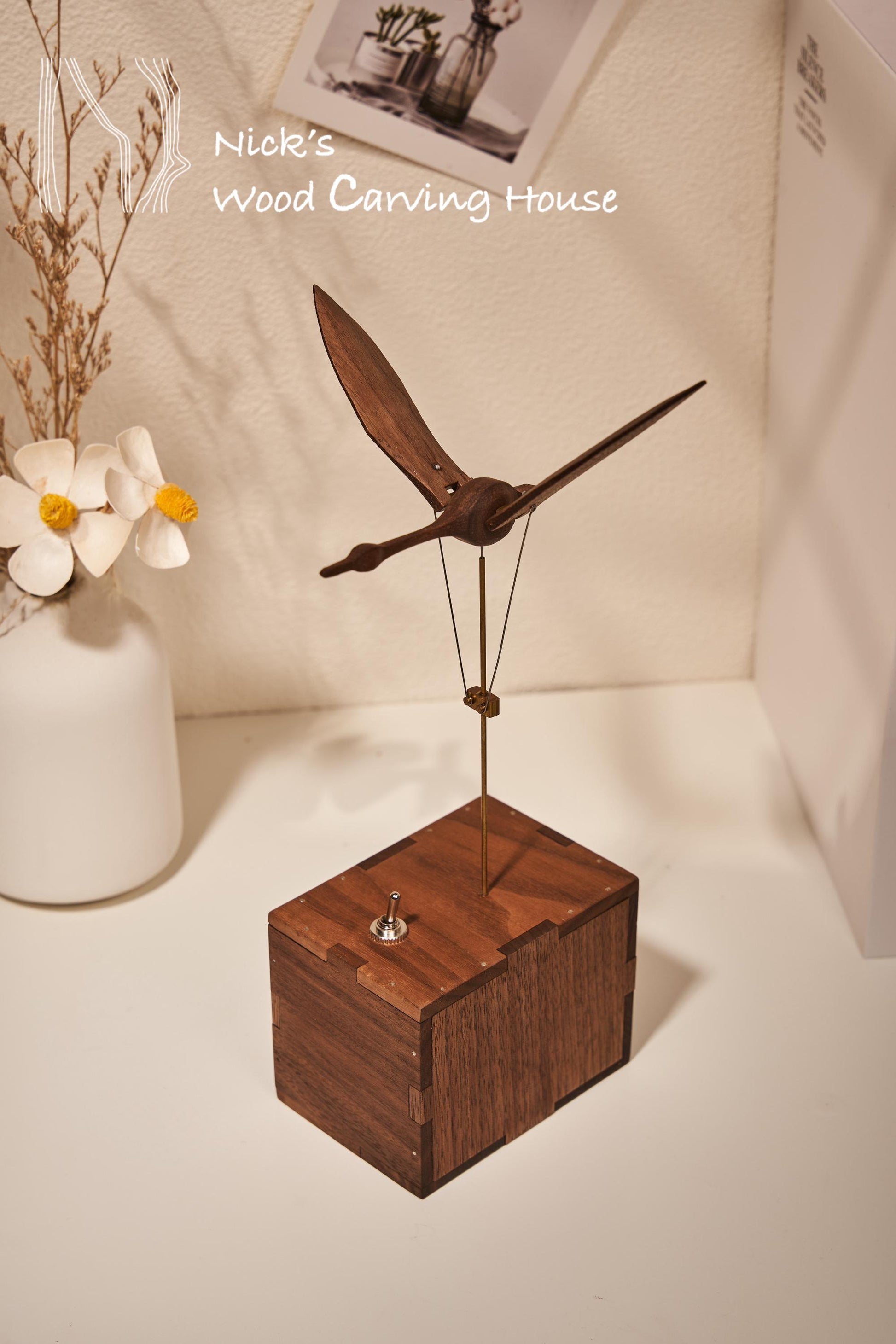 Wooden Swan, Automata Swan, Music Box, Ornament, Bird Figurine, Wood Art, Statue, Sculpture, Home Decor, Woodcarving, Handmade, Handcraft