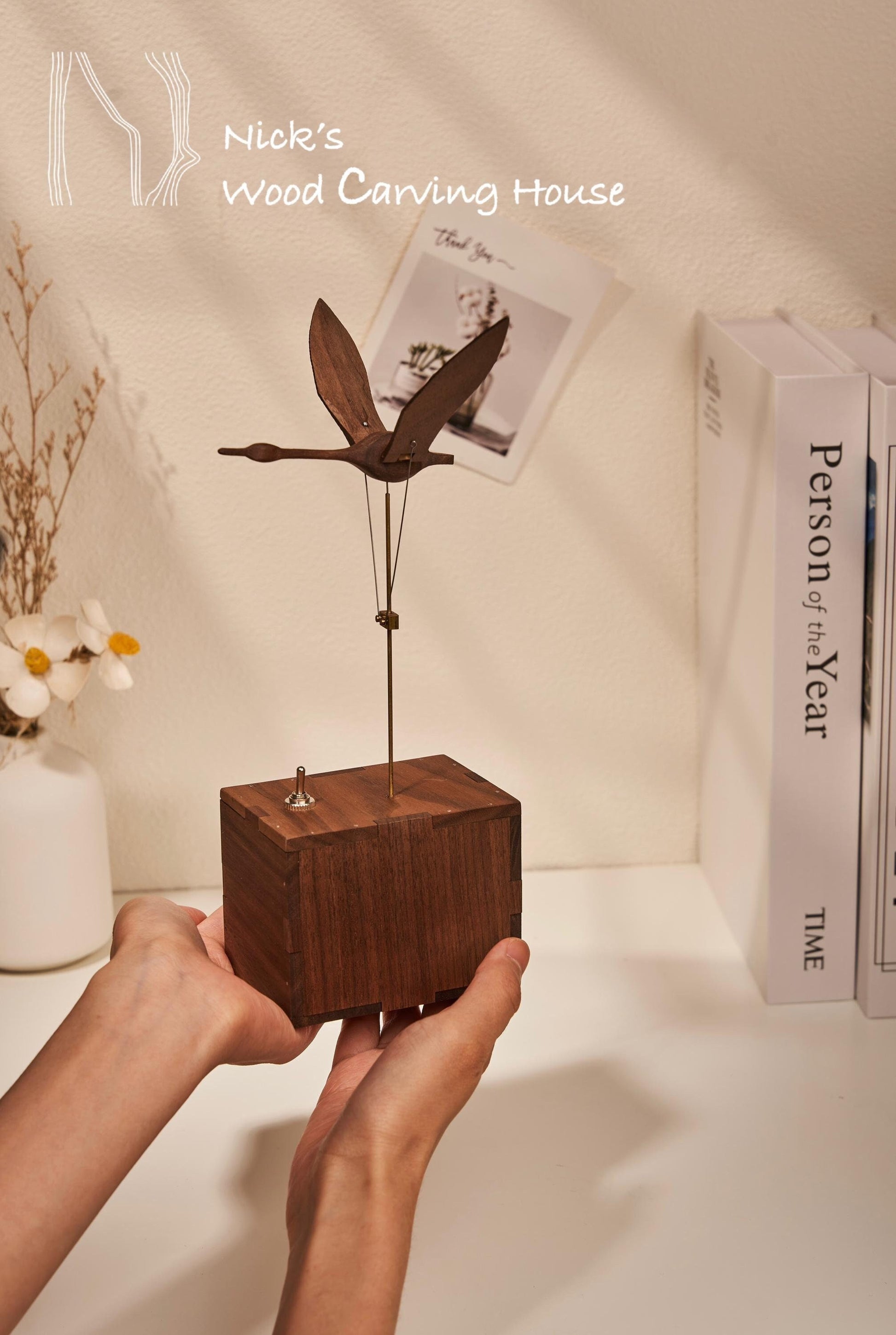 Wooden Swan, Automata Swan, Music Box, Ornament, Bird Figurine, Wood Art, Statue, Sculpture, Home Decor, Woodcarving, Handmade, Handcraft