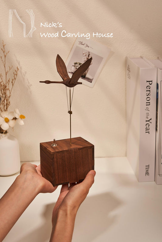 Wooden Swan, Automata Swan, Music Box, Ornament, Bird Figurine, Wood Art, Statue, Sculpture, Home Decor, Woodcarving, Handmade, Handcraft