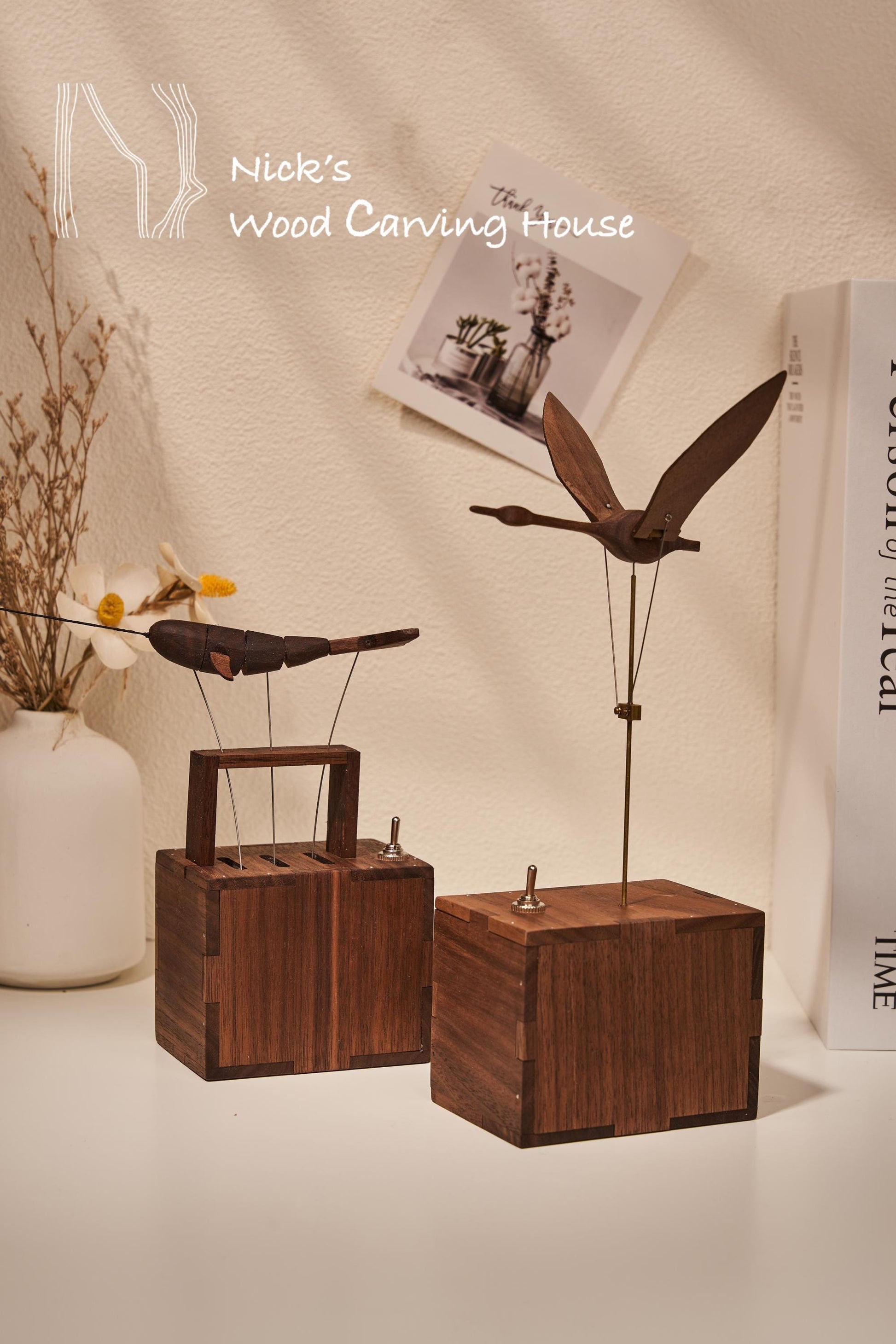 Wooden Swan, Automata Swan, Music Box, Ornament, Bird Figurine, Wood Art, Statue, Sculpture, Home Decor, Woodcarving, Handmade, Handcraft