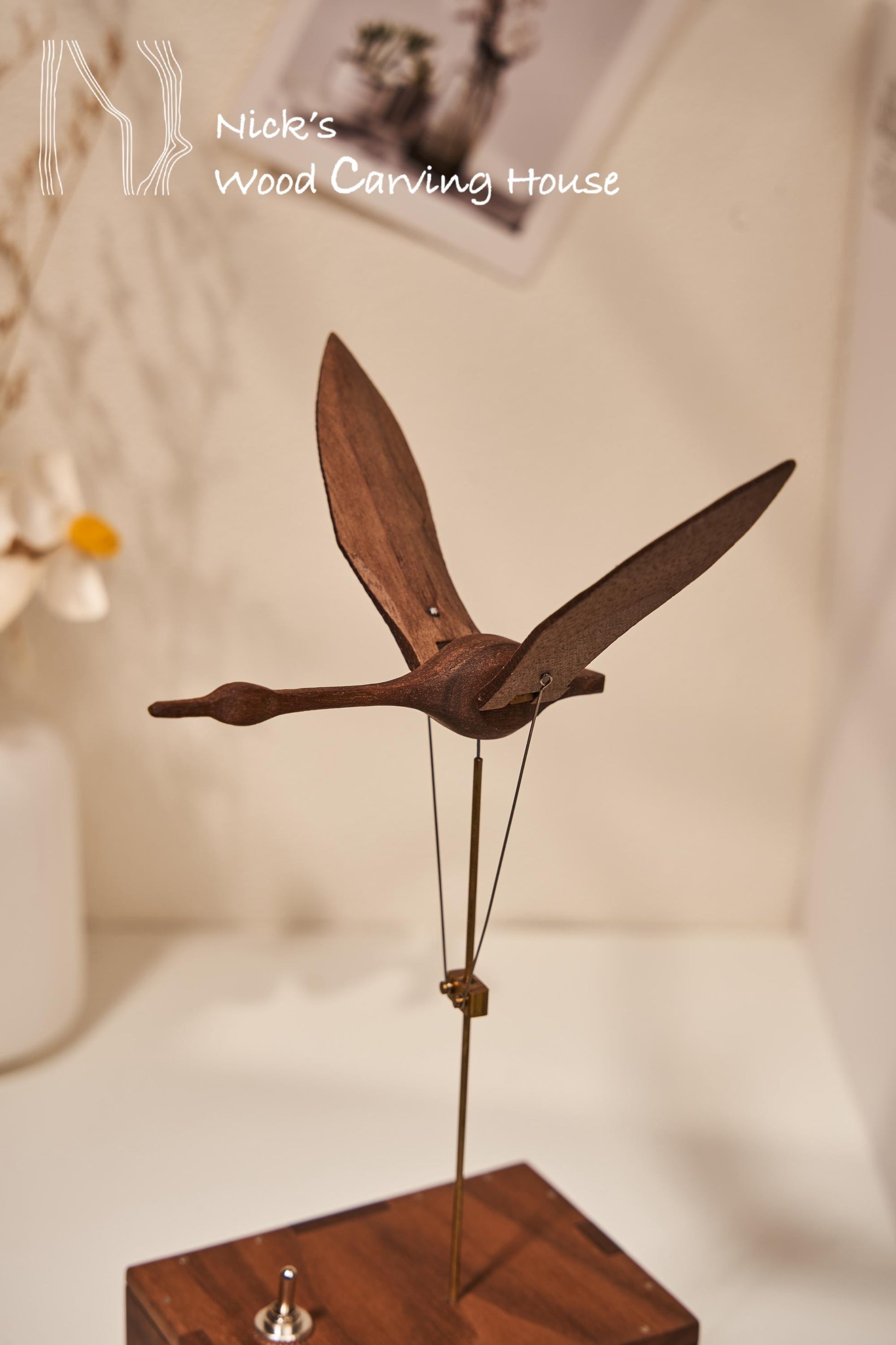 Wooden Swan, Automata Swan, Music Box, Ornament, Bird Figurine, Wood Art, Statue, Sculpture, Home Decor, Woodcarving, Handmade, Handcraft