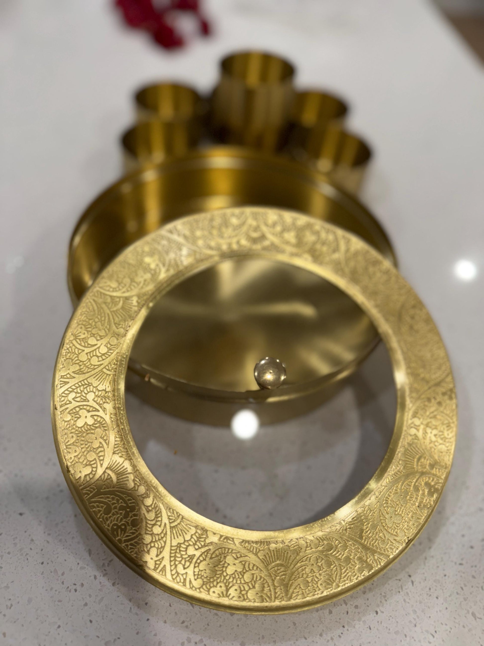 Mughal-Style Brass Masala Box | Handmade Brass Spice Organizer | Elegant Indian Nepali Spice Storage