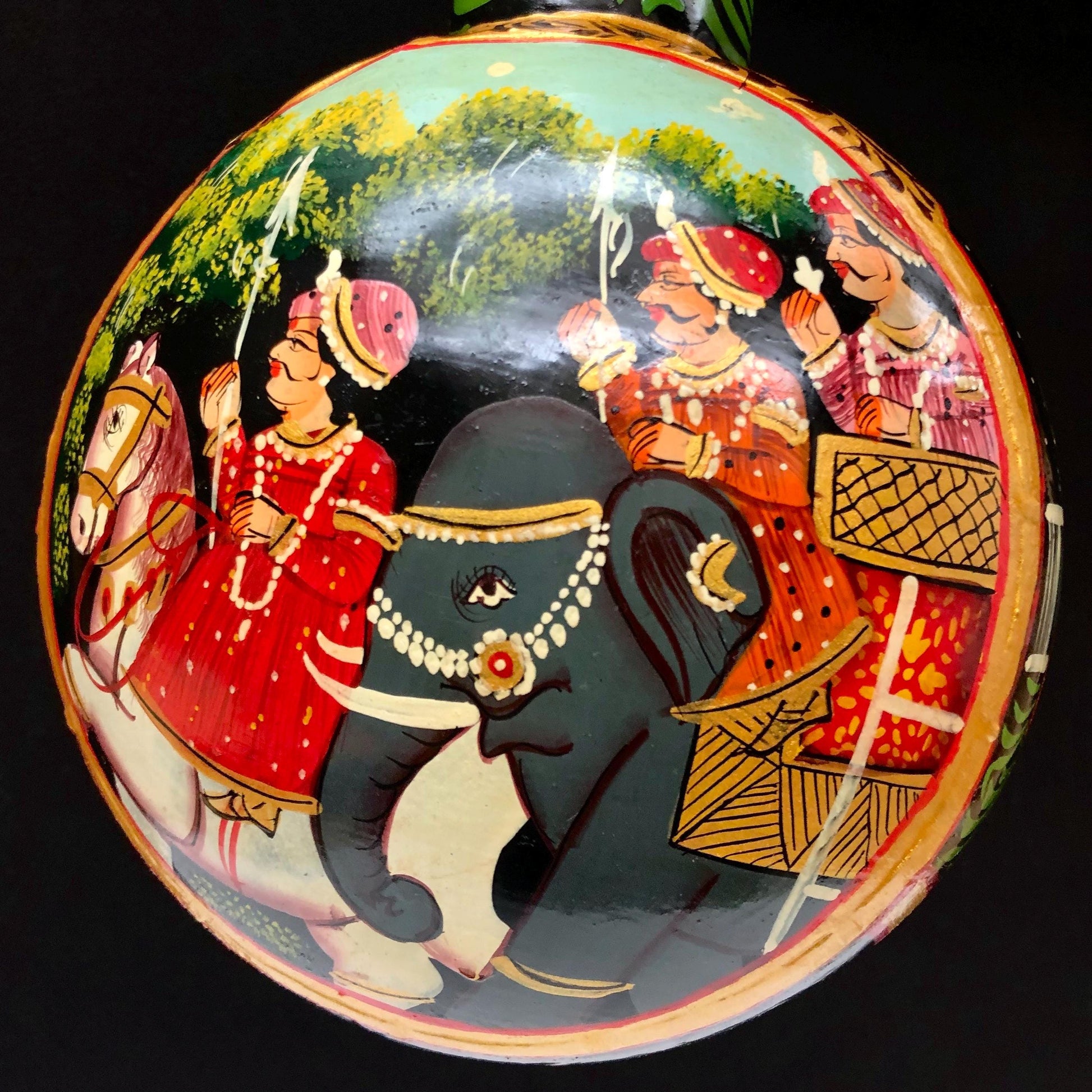 Hand Painted Indian Metal Vase Bottle Mughal Style