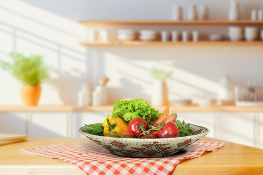 Handwoven Mureedni Wall Basket - 14” Southwestern Inspired Basket, Boho Wall Decor, Basket Wall Decor, African Wall Hanging Basket