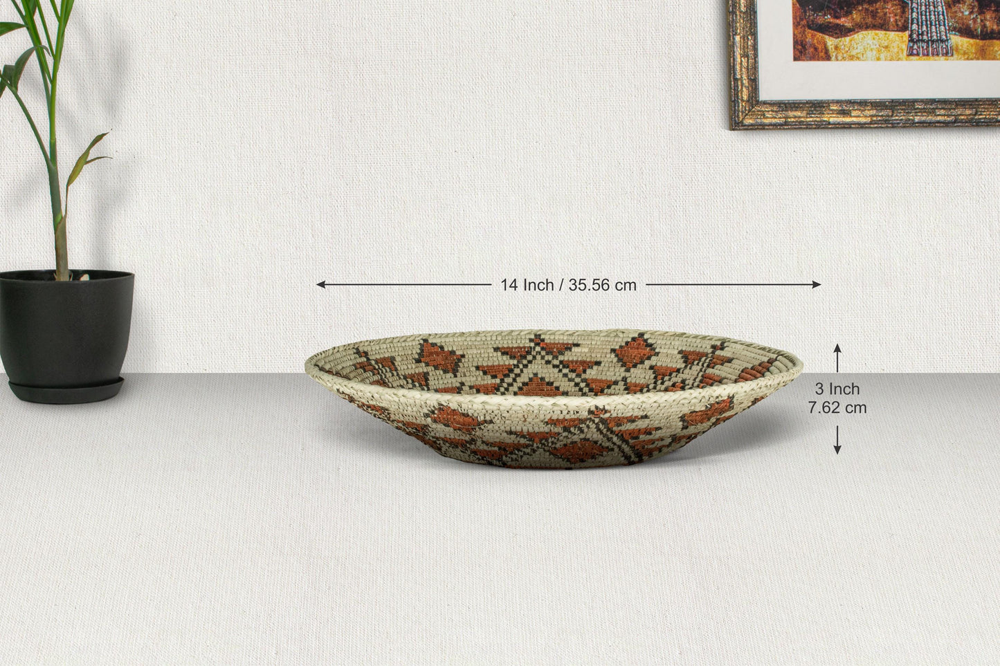 Handwoven Mureedni Wall Basket - 14” Southwestern Inspired Basket, Boho Wall Decor, Basket Wall Decor, African Wall Hanging Basket