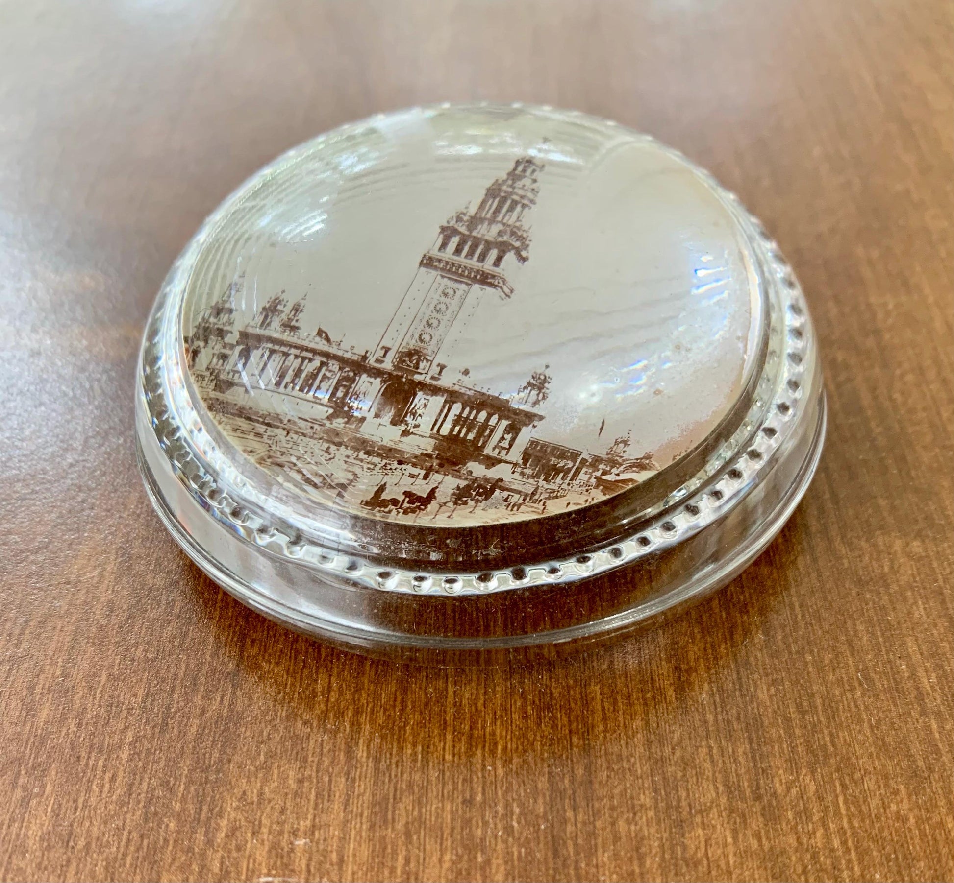 Antique 1901 Pan-American Expo Glass Paperweight Electric Tower Buffalo New York