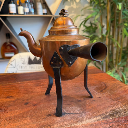 Antique SWEDEN Arts & Crafts Period Copper Footed Teapot - Vintage Arts and Crafts Movement Swedish Nordic Scandinavian Kitchen Home Decor