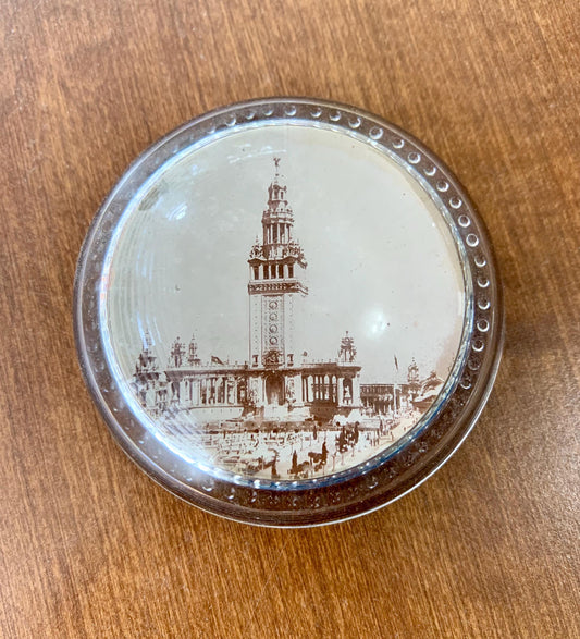 Antique 1901 Pan-American Expo Glass Paperweight Electric Tower Buffalo New York
