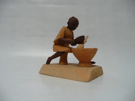 Vintage Yoruba African Hand Made Carved Wooded African Female Figurine Traditional African Art in Thorn Wood Carving