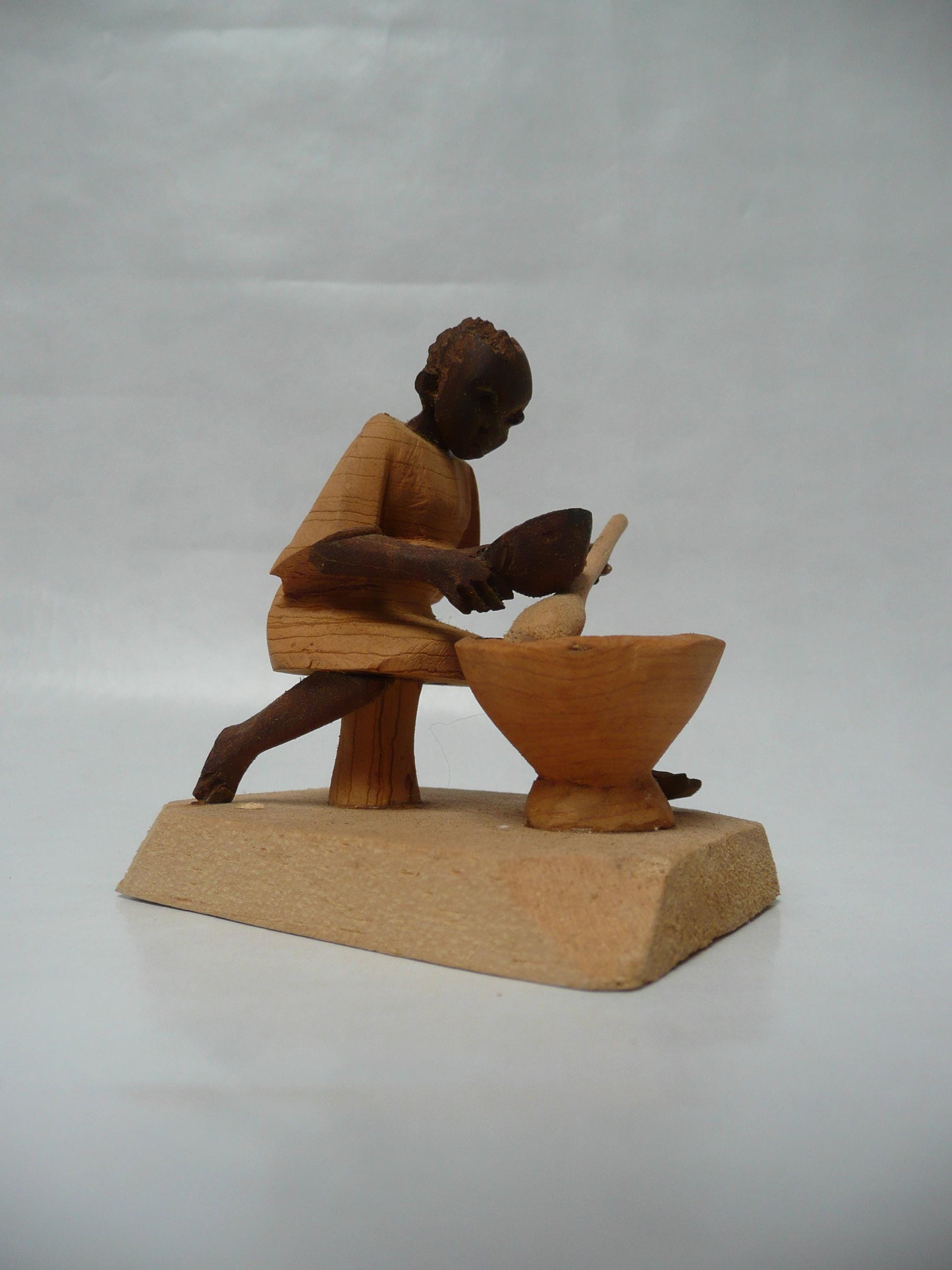 Vintage Yoruba African Hand Made Carved Wooded African Female Figurine Traditional African Art in Thorn Wood Carving