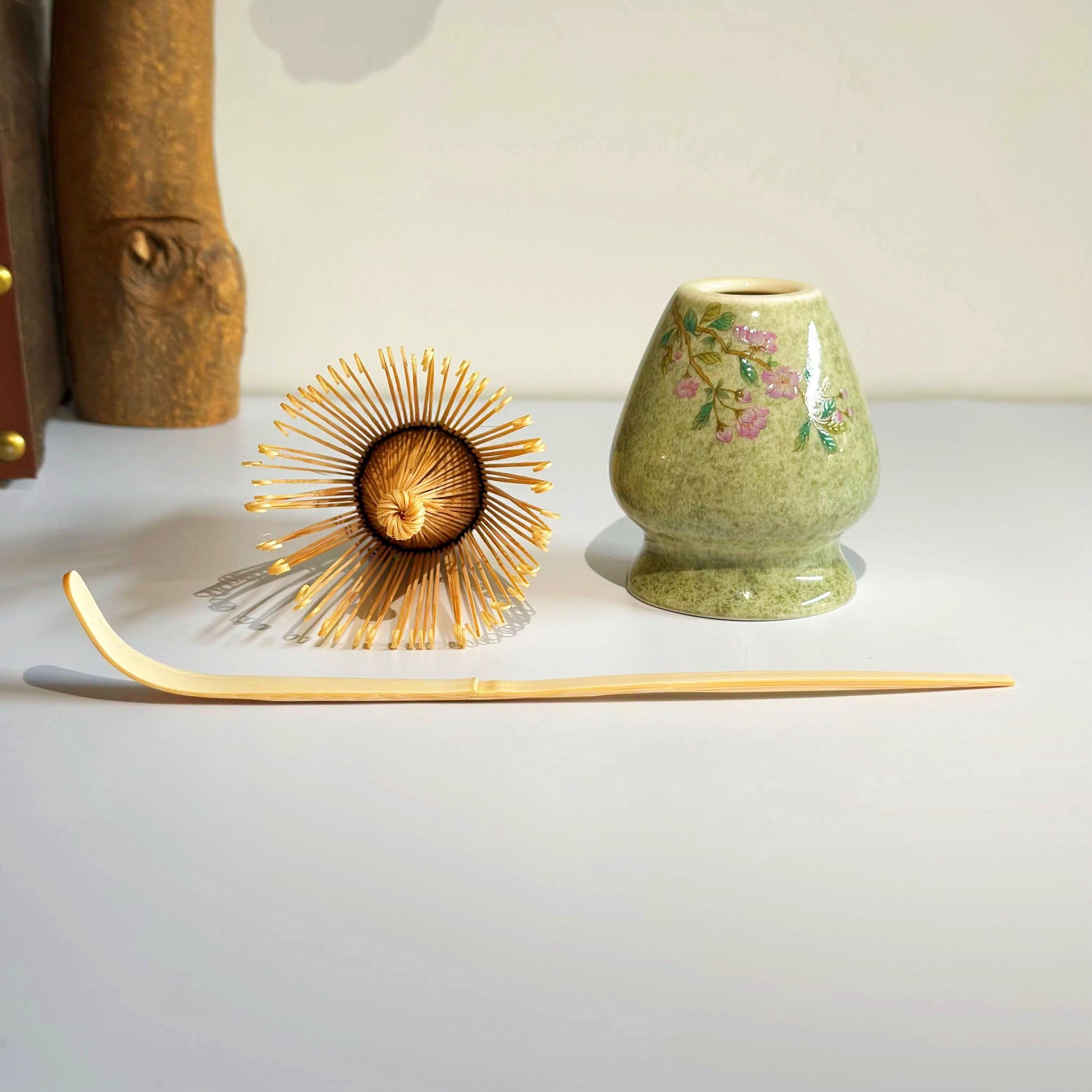 Flower Ceramic Matcha Whisk Set with Bamboo Whisk, Ceramic Matcha Bowl Set with Spout, Unique Matcha Kit Tea Set, Matcha Gift Set Gift Ideas
