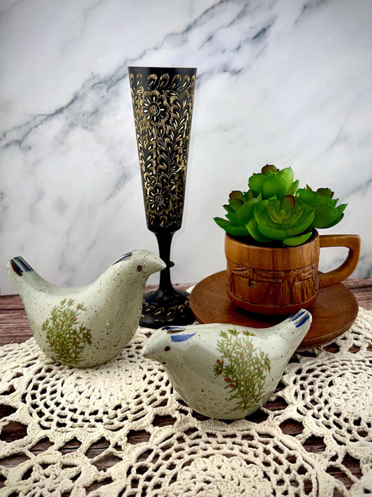 Vintage Collectible Brass Hand-Etched Indian Bud Vase Black and Gold – 8.25"