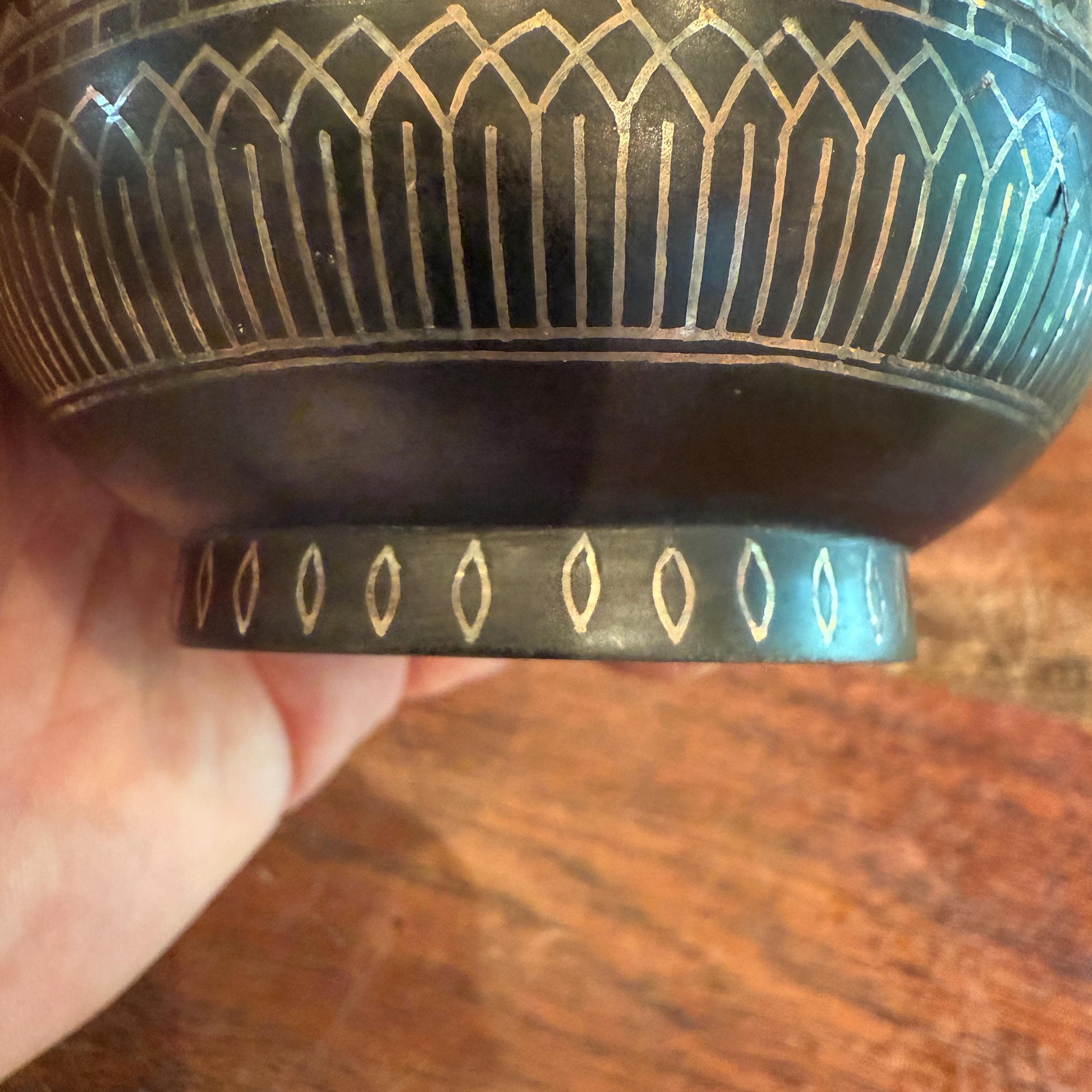 Antique 1800'S Asian Indian Mughal Bidri Ornate Inlaid Silver Jar - No Lid - Made in India - 19Th Century Home Decor - Upcycled Small Vase