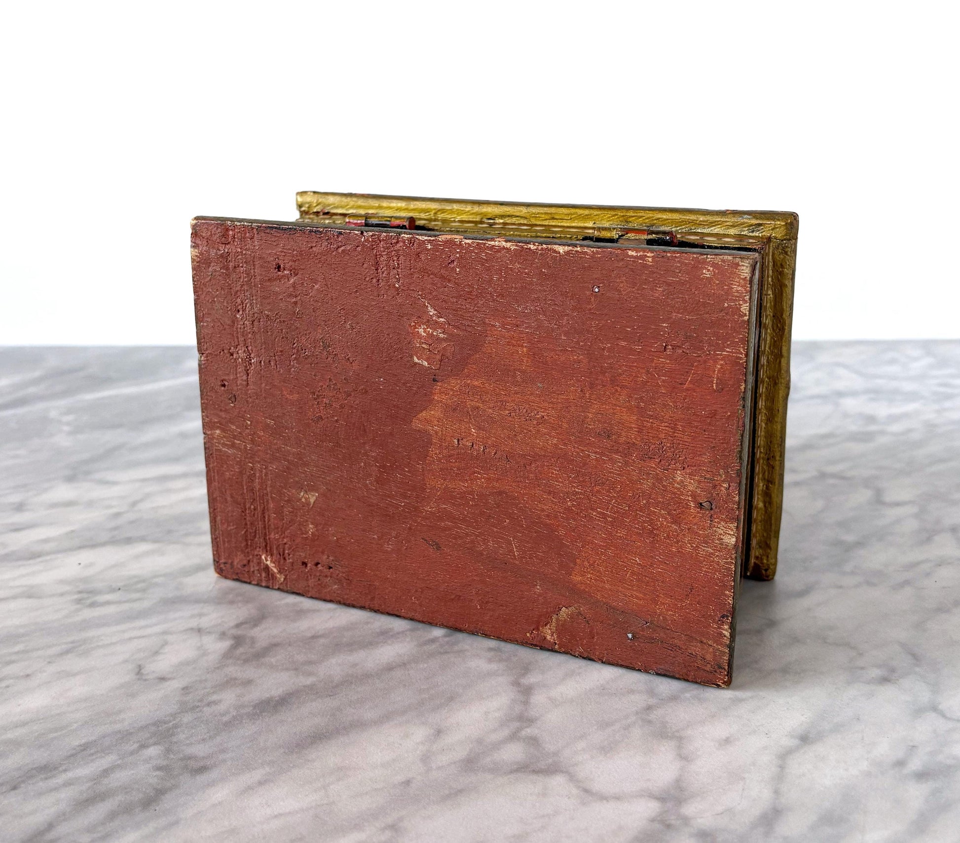 Vintage Hand Painted Indian Mughal Jewelry Chest Trinket Box - Global Folk Art Boho Style