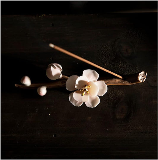 Incense Stick Burner Holder-Ceramic Handmade Flower Decorative Incense Burner for Incense, Ceramic Incense Sticks Holder for Yoga, Meditation, Bedroom(Pink)