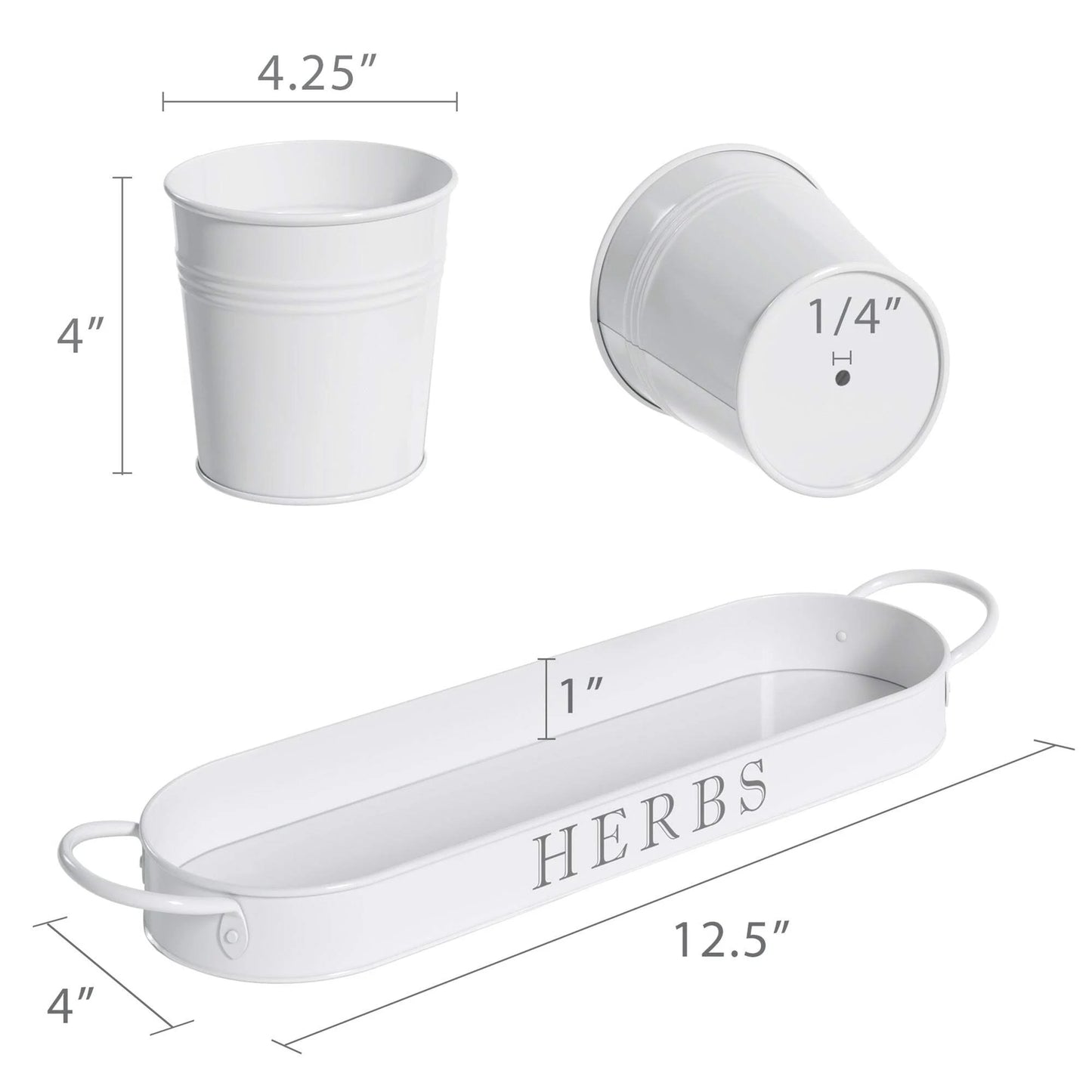 Farmhouse Herb Garden Planter Indoor Planter Set with Tray or Outdoor Apartment Window Planter Box, Windowsill Planter Box, Indoor Herb Planter Garden Pots Herb Pots, Black, Set/3