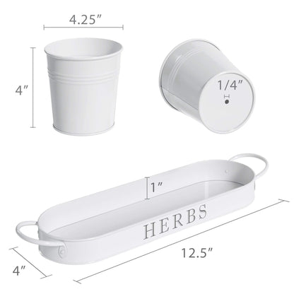 Farmhouse Herb Garden Planter Indoor Planter Set with Tray or Outdoor Apartment Window Planter Box, Windowsill Planter Box, Indoor Herb Planter Garden Pots Herb Pots, Black, Set/3