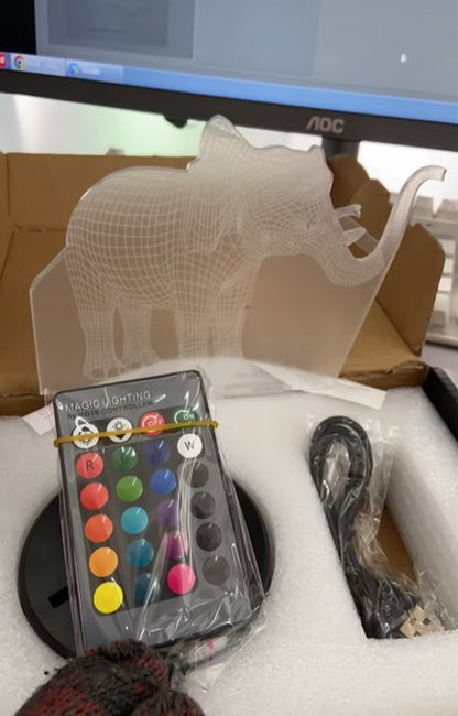 New Elephant 3D Light Colorful Touch 3D LED Visual Light Gift Decoration 3D Small Table Lamp