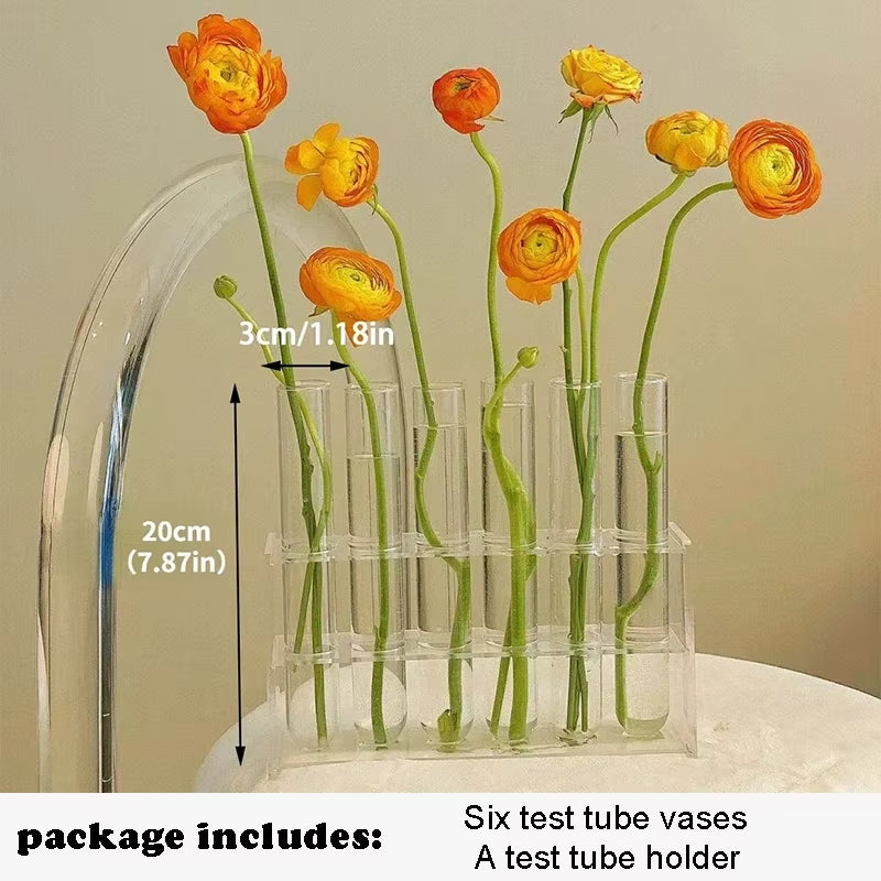 Test Tube Vases, High Appearance Glass Ornaments, Fresh Flowers, Hydroponic Planters, Combination Flower Vase Decorations