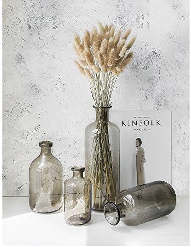 Bamberoom Handmade Bud Glass Vases , Pack of 1, Modern Simple Style Flower Vase for Home Shelf Decor and Office Table Decor. (D, Grey)