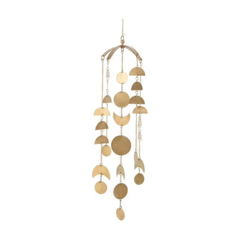 Gardenia Half Moon Metal Ceiling Hanging Decor, 36" L, Brass Finished, Nursery Décor