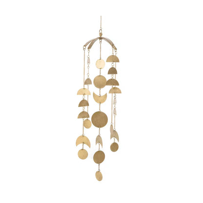 Gardenia Half Moon Metal Ceiling Hanging Decor, 36" L, Brass Finished, Nursery Décor