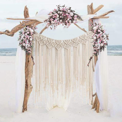 Macrame Wall Hanging, Large Woven Wall Hangings, Boho Cotton Handmade Macrame Backdrop Wall Decor for Wedding Living Room Bedroom Gallery, 37"X 45"