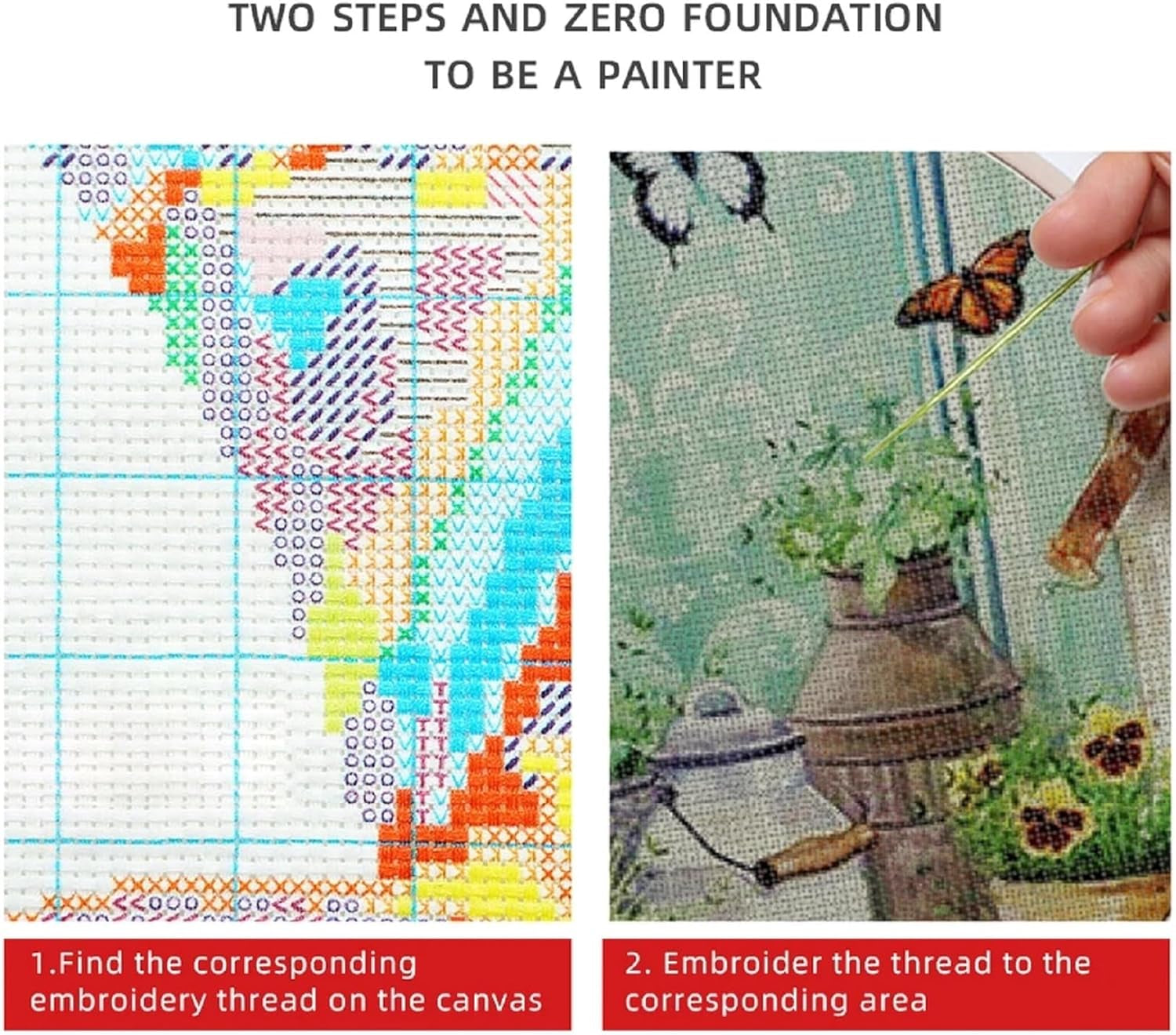 Stamped Cross Stitch Kits for Beginners Adults Needlepoint Kits for Beginners Embroidery Kits for Adults Crossstitch Kit for Beginners 11Ct-Bird Snow Scenery 16X20 Inch