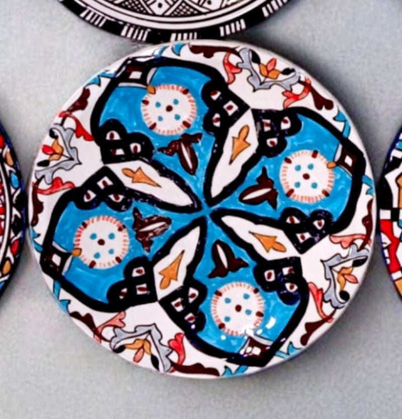Ceramic Flat Plate, Serving Plate, Moroccan Ceramic Plates, Dinnerware, Tableware Colorful Serving Dishes Dishwasher & Microwave Safe