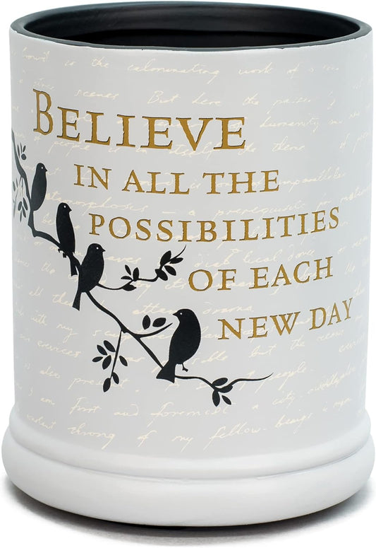 Birds on a Tree Grey Believe Ceramic Stoneware Electric Large Jar Candle Warmer