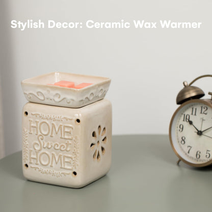 Wall Plug-In Wax Warmer for Scented Wax Ceramic Home Sweet Home Electric Home Fragrance Warmer for Essential Oils Candle Wax Melts and Tarts Scent Warmer Night Light