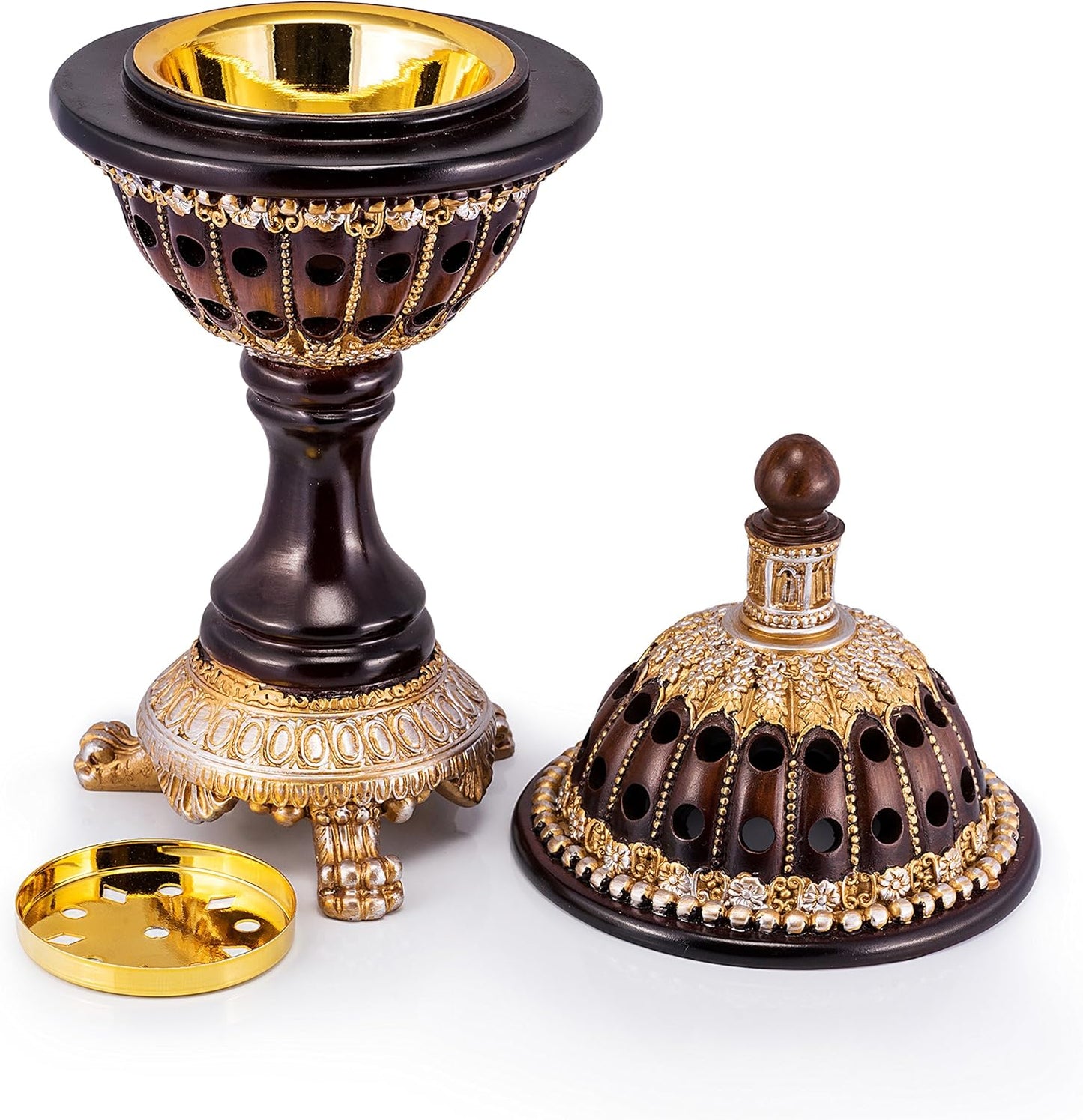 Lux Globe Incense Burner - Bakhoor Cone Holders | Frankincense Burner Charcoal | Mabkhara | for Office & Spiritual Decor (Brown)