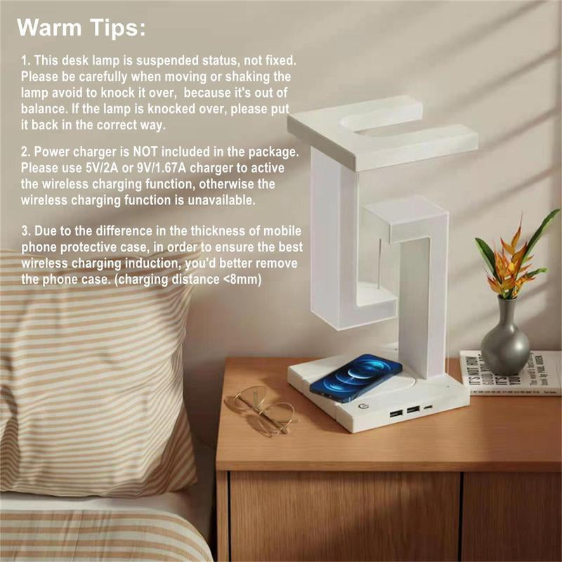 Creative Floating Light, USB Powered Touch Control Night Light, Decorative Dimmable Ambient Desktop Light with Wireless Charging Function for Home, Home Decor