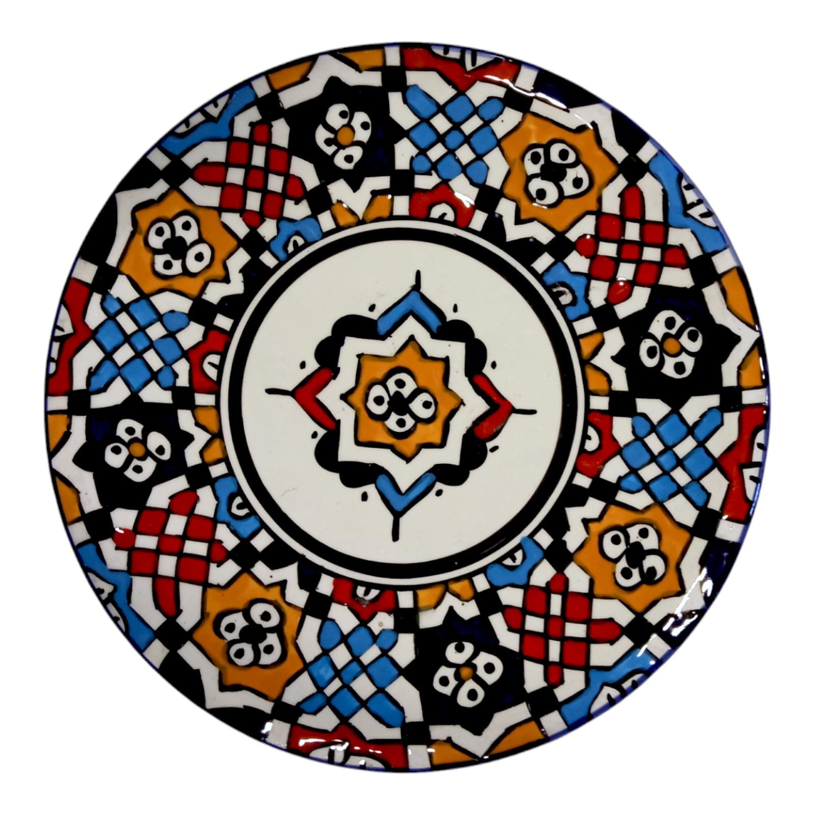 Ceramic Flat Plate, Serving Plate, Moroccan Ceramic Plates, Dinnerware, Tableware Colorful Serving Dishes Dishwasher & Microwave Safe