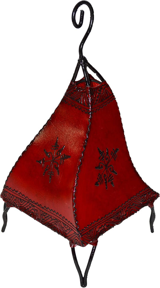 Exquisite Handmade Moroccan Henna Lamps & Sconces - Unique Leather Design in Vibrant African Red