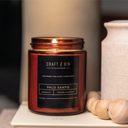 Scented Candles for Men | Palo Santo Candle | All-Natural Spring Scented Candles for Home | Long Lasting with 45 Hour Burn Time, 8Oz