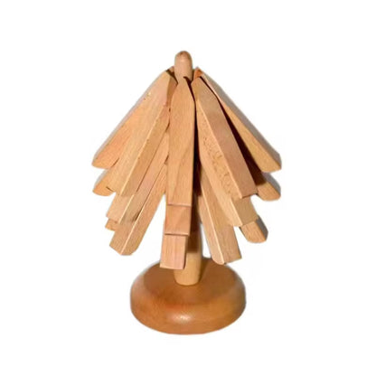 Wooden Trivets for Hot Dishes Insulation Pad Tree Shape Trivet Set Coaster for Teapot Hot Pots Halloween Christmas Gift