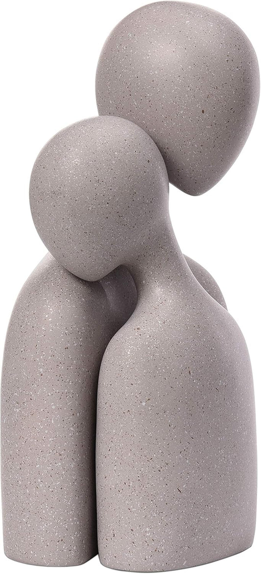 Couple Sculptures for Home Decor, Minimalist Romantic Lover Statue for Shelf, Office, Table Decorations for Living Room, Bedroom, Gift for Anniversary, Valentine, Birthday (Grey-Large)