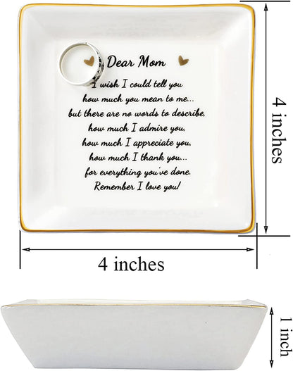 Gifts for Mom Birthday Unique from Daughter Ring Trinket Dish Tray Jewelry Ring Holder Mother'S Day Thanksgiving Day Christmas Gifts for Mama Mother