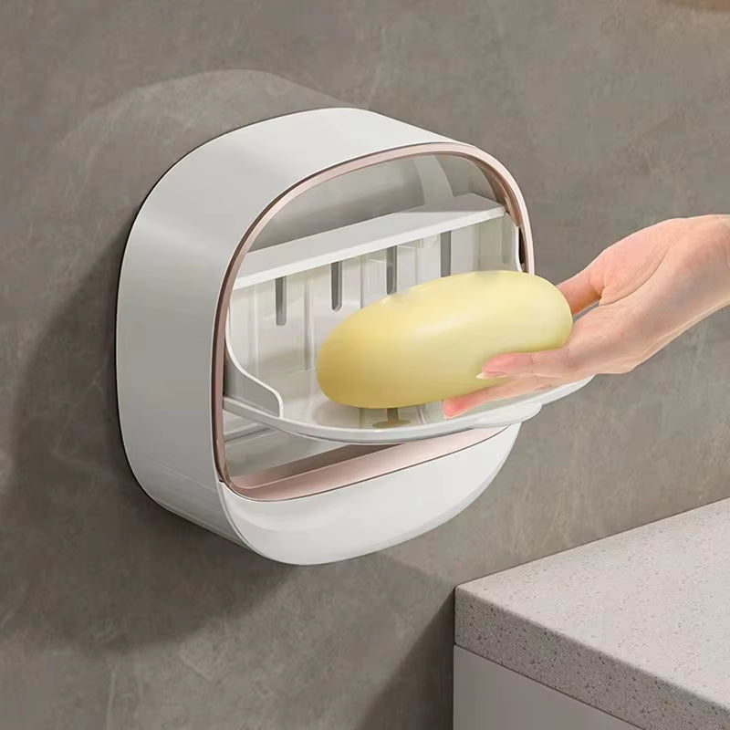 1 Piece Soap Box Free Punching Soap Box Wall-Mounted Household High-Grade Drain Water Storage Bathroom Toilet Soap Shelf