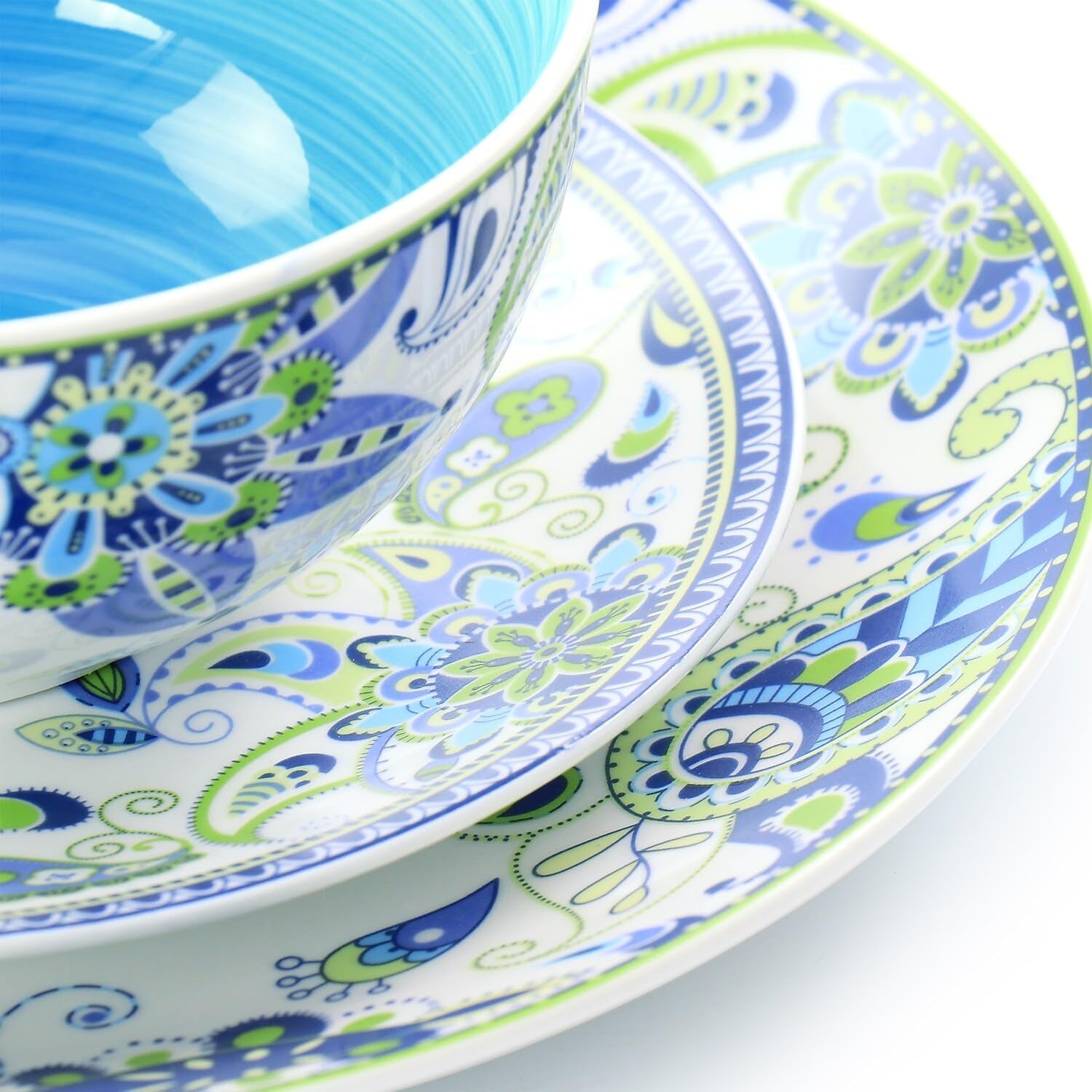 Blue Crush 16 Piece round Porcelain Dinnerware Set