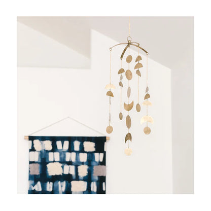 Gardenia Half Moon Metal Ceiling Hanging Decor, 36" L, Brass Finished, Nursery Décor