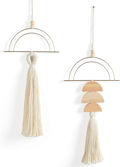 Boho Wall Decor Macrame Wall Hanging Bohemian Bedroom Wall Art Bathroom Decor Kitchen Tassel Home Wall Aesthetic Christmas Gifts 2 Pcs