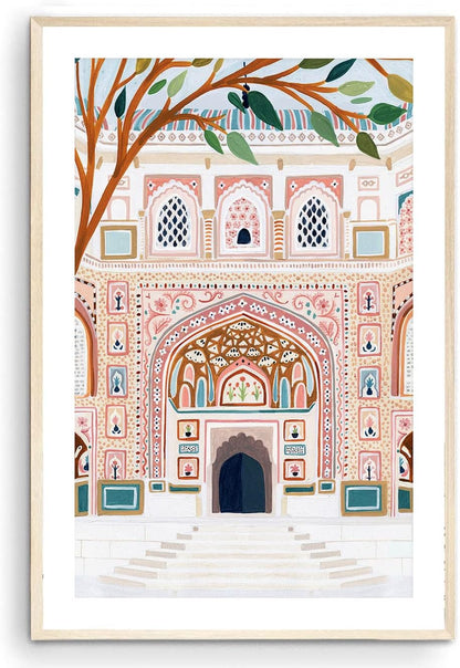 Amber Palace Jaipur Art Print, India Art Print, Jaipur Wall Art, Travel Print, Travel Poster, Housewarming Gift, Home Decor (Unframed) (9X11 In)