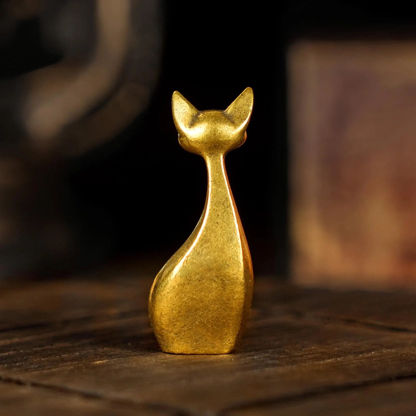 Solid Brass Cool Cat Statue - Retro Peek-A-Boo Feline Sculpture, Elegant Desk Decor & Collectible Gift for Cat Lovers