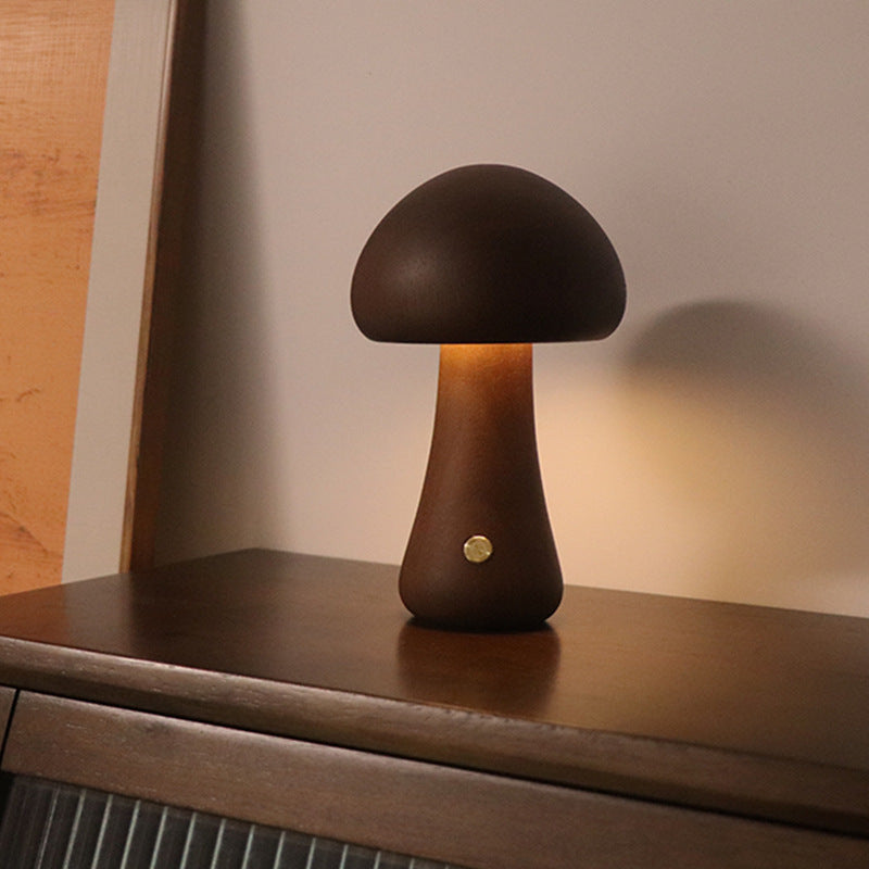 INS Wooden Cute Mushroom LED Night Light with Touch Switch Bedside Table Lamp for Bedroom Childrens Room Sleeping Night Lamps Home Decor