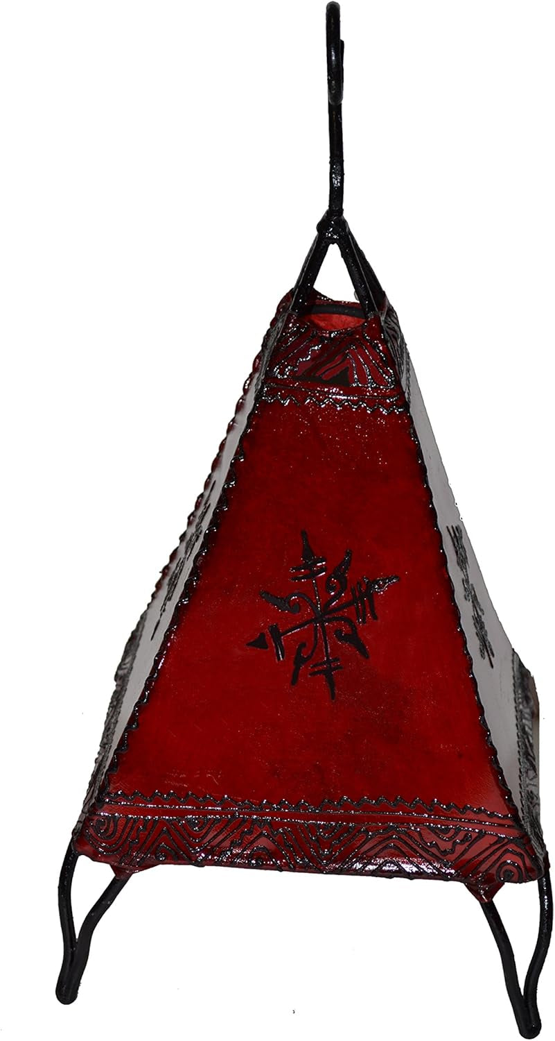 Exquisite Handmade Moroccan Henna Lamps & Sconces - Unique Leather Design in Vibrant African Red