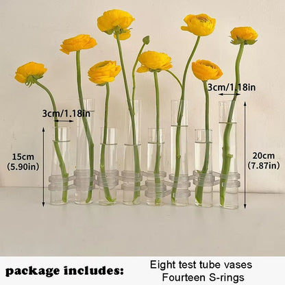 Test Tube Vases, High Appearance Glass Ornaments, Fresh Flowers, Hydroponic Planters, Combination Flower Vase Decorations