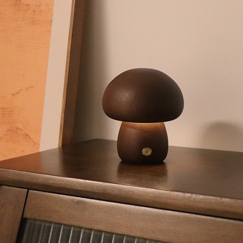 INS Wooden Cute Mushroom LED Night Light with Touch Switch Bedside Table Lamp for Bedroom Childrens Room Sleeping Night Lamps Home Decor